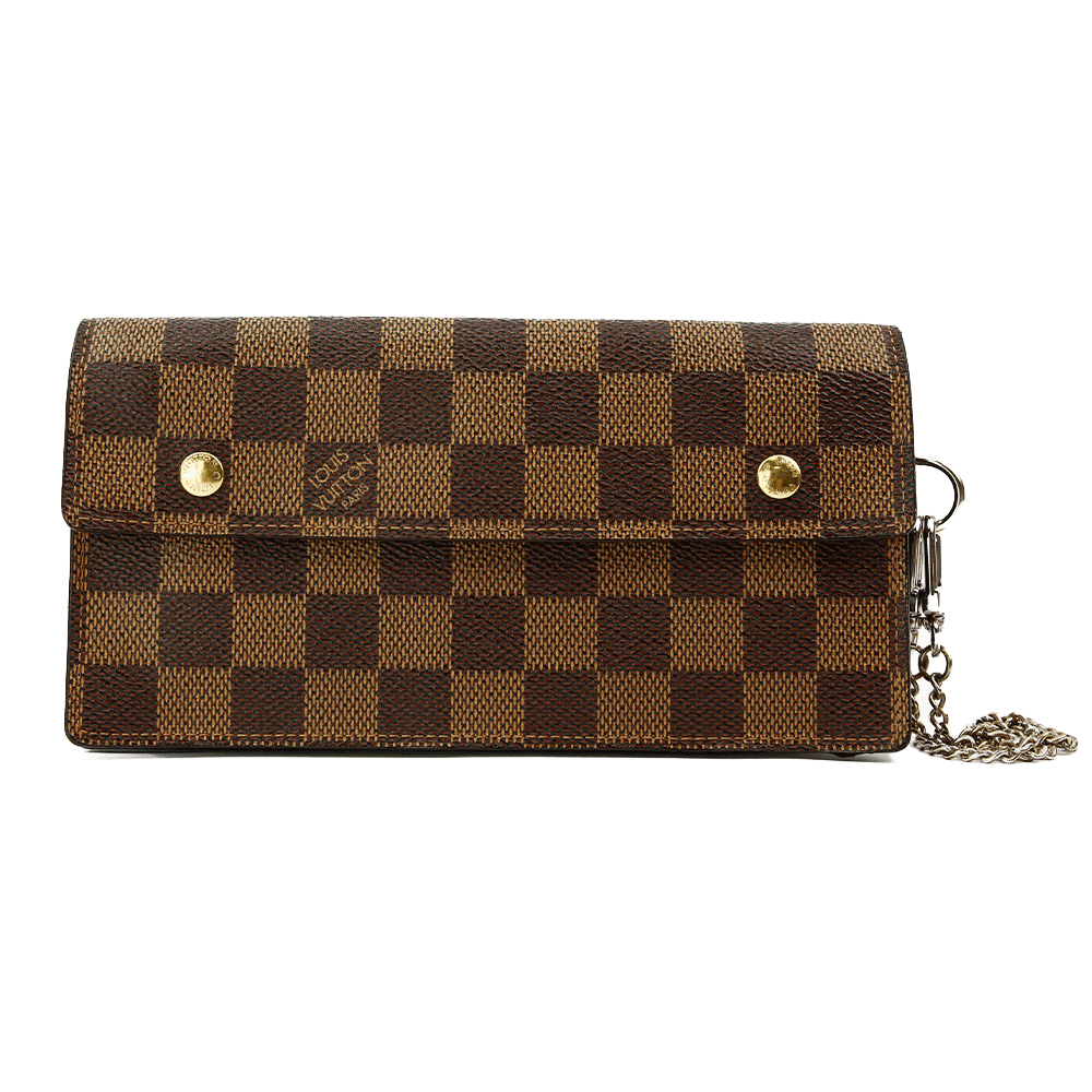 Front view of Louis Vuitton Damier Coated Canvas Double Snap Wristlet Wallet