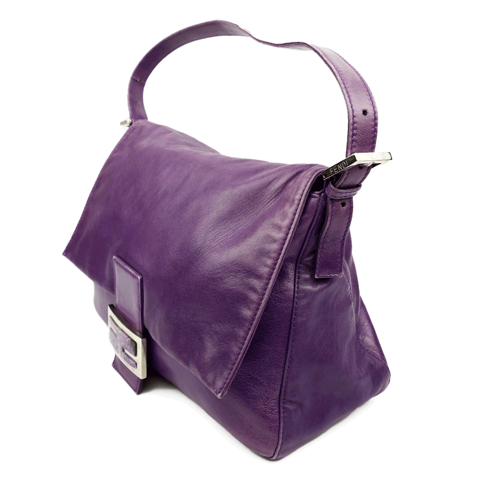 Side view of Fendi Mama Forever Baguette Purple Leather Bag