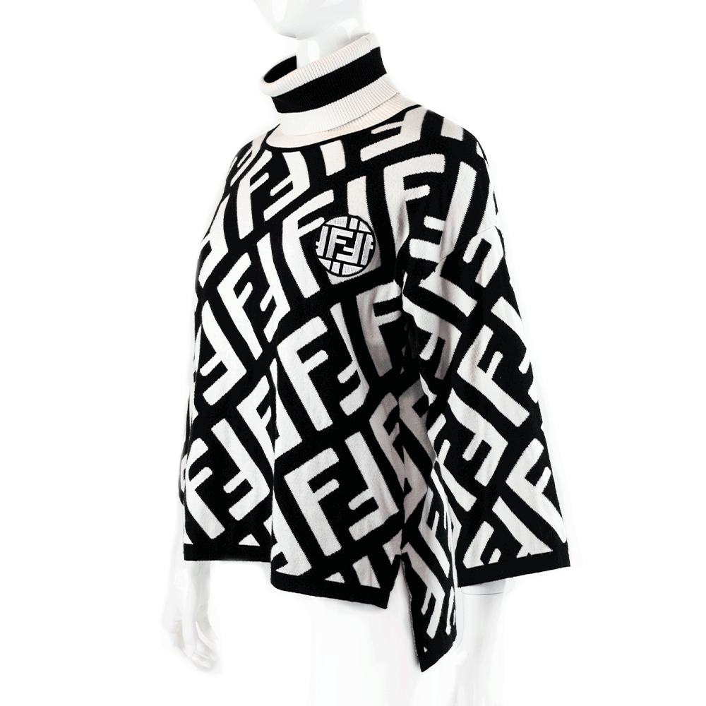 side view of Fendi Black and White Logo Sweater