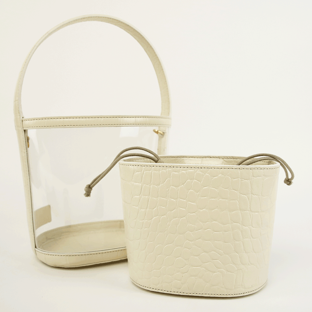 Staud Bissett PVC 
Embossed Leather Bucket Bag