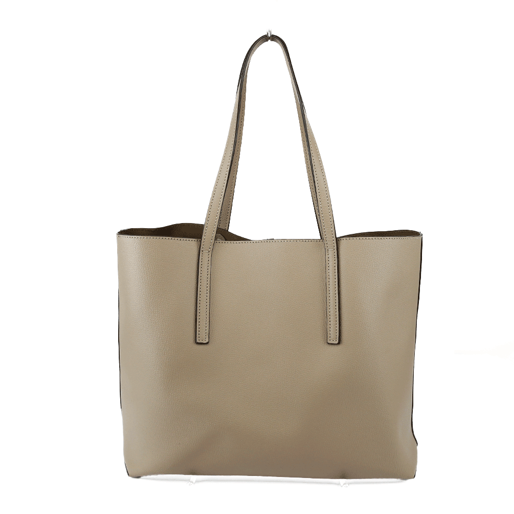 back view of Fendi Beige Leather Cut Out F Logo Shopper Tote