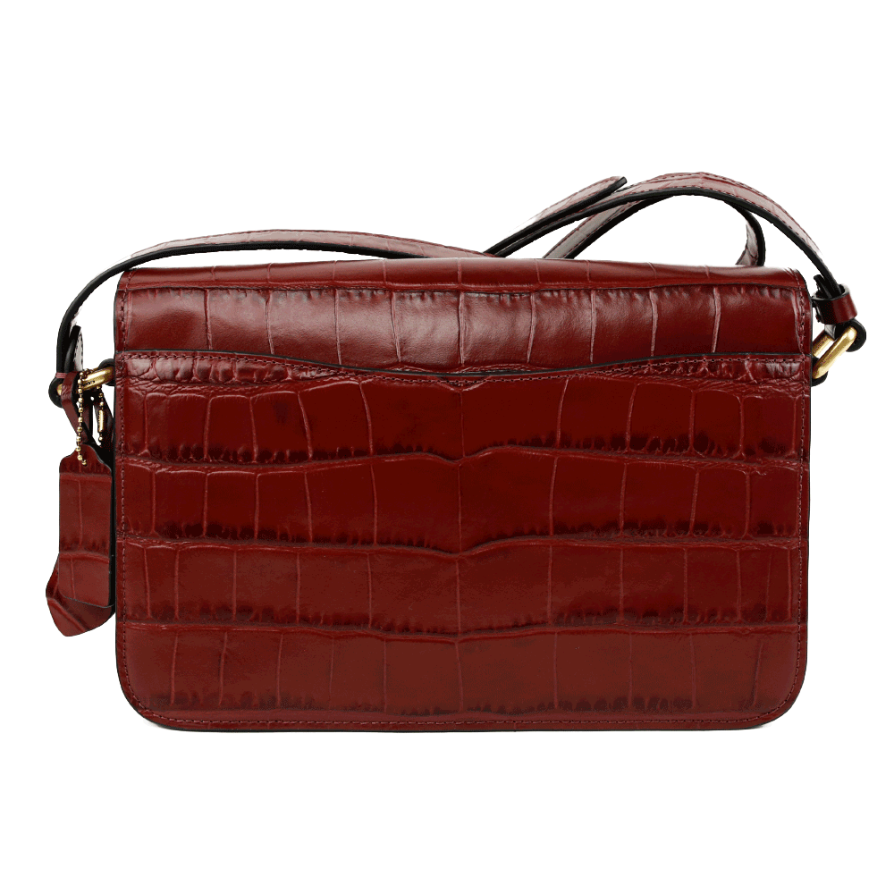 back view of Coach Studio Wine Croc Embossed Leather Satchel