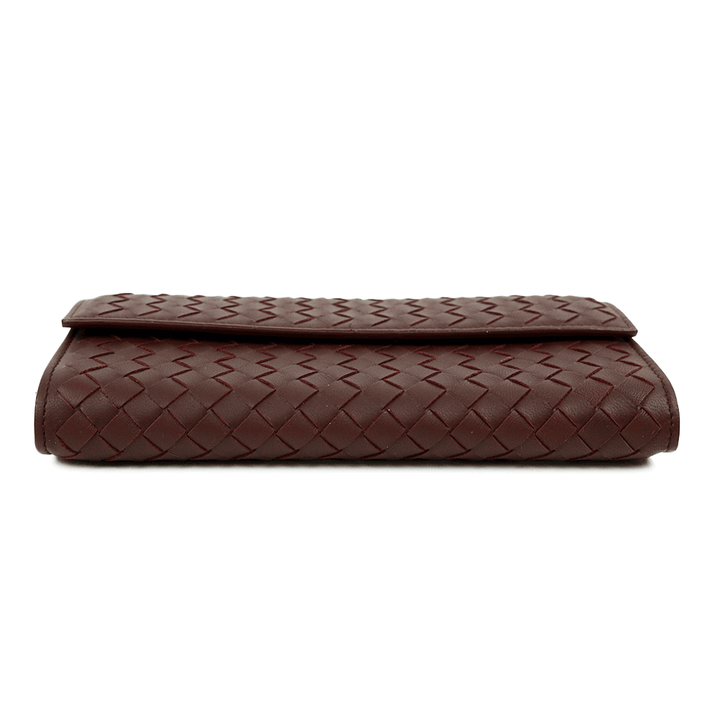 Bottega Veneta Burgundy Intrecciato Continental Flap Wallet