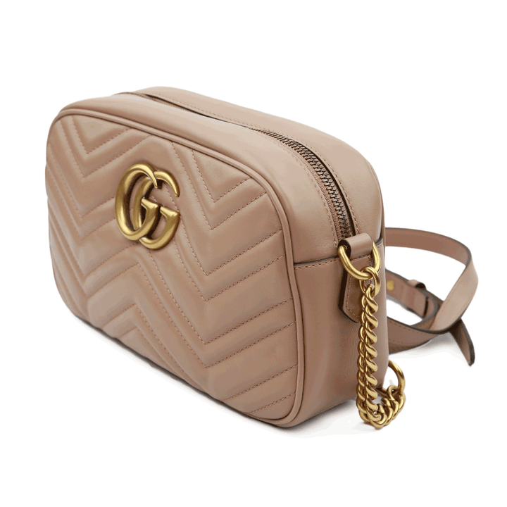 side view of Gucci Small GG Marmont Matelassé Leather Bag