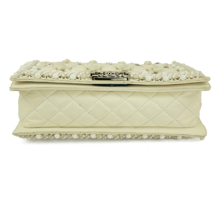 Base view of Chanel Cream Embellished Medium Boy Bag