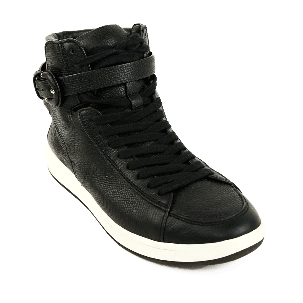 Burberry Black Leather 
House Check High Top Sneakers