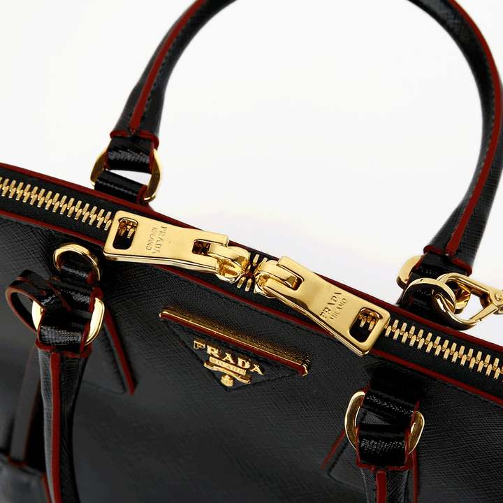 zip view of Prada Black Saffiano Vernice Small Promenade Bag