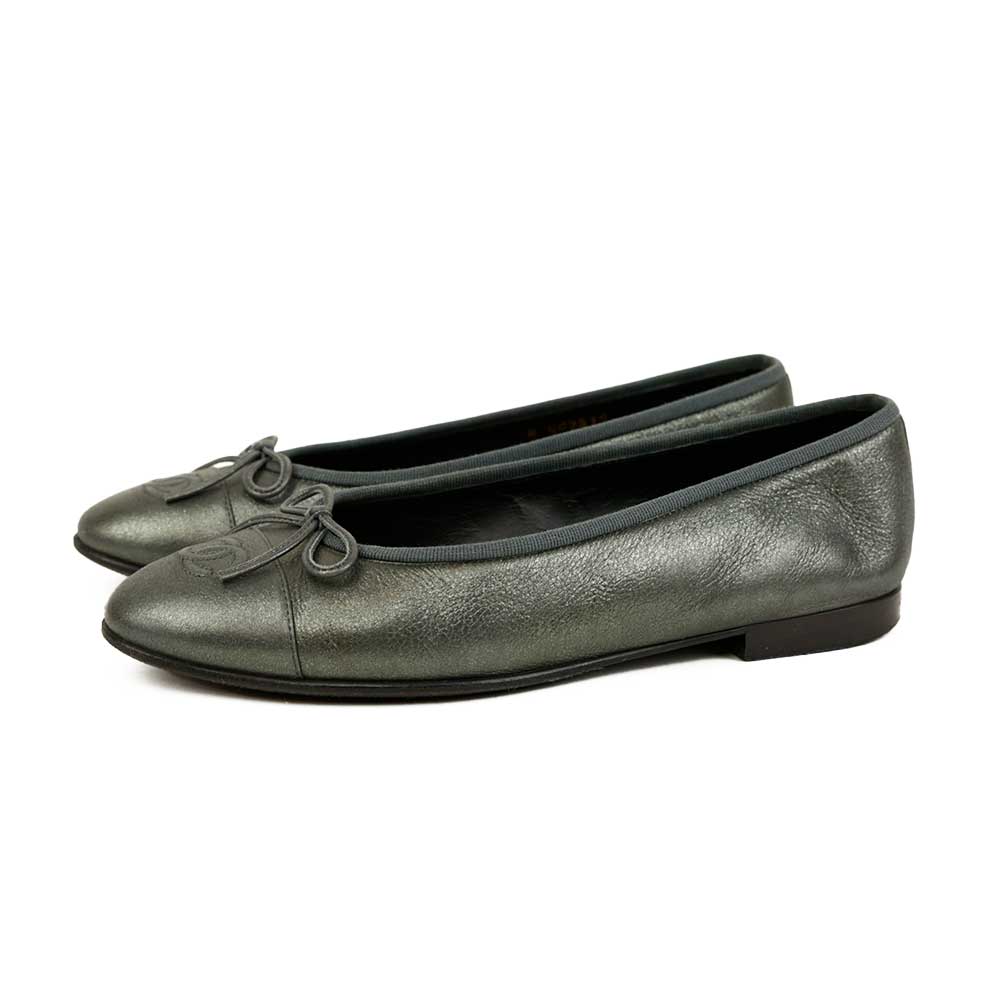 Chanel Gunmetal Ballet Flats