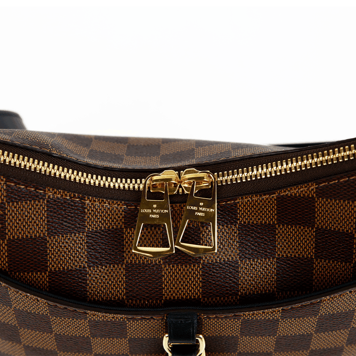 zip view of Louis Vuitton Damier Ebene Canvas 
Leather Odéon MM