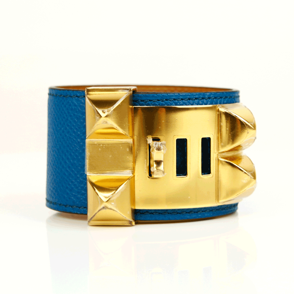 Hermès Collier de Chien Blue 
Gold Bracelet