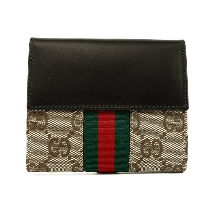 back view of Gucci GG Canvas 
Leather Jackie Compact Wallet