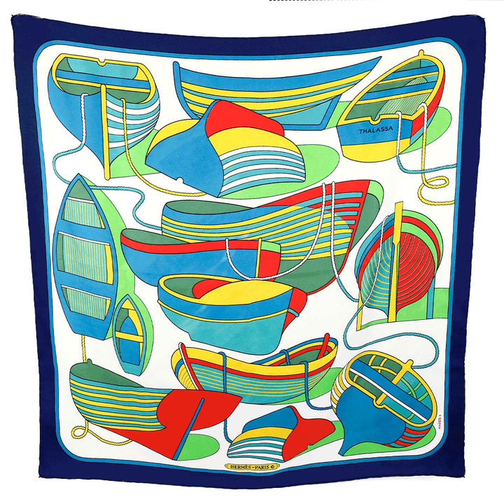 full view of Hermes Multi-Color Thalassa Silk Scarf