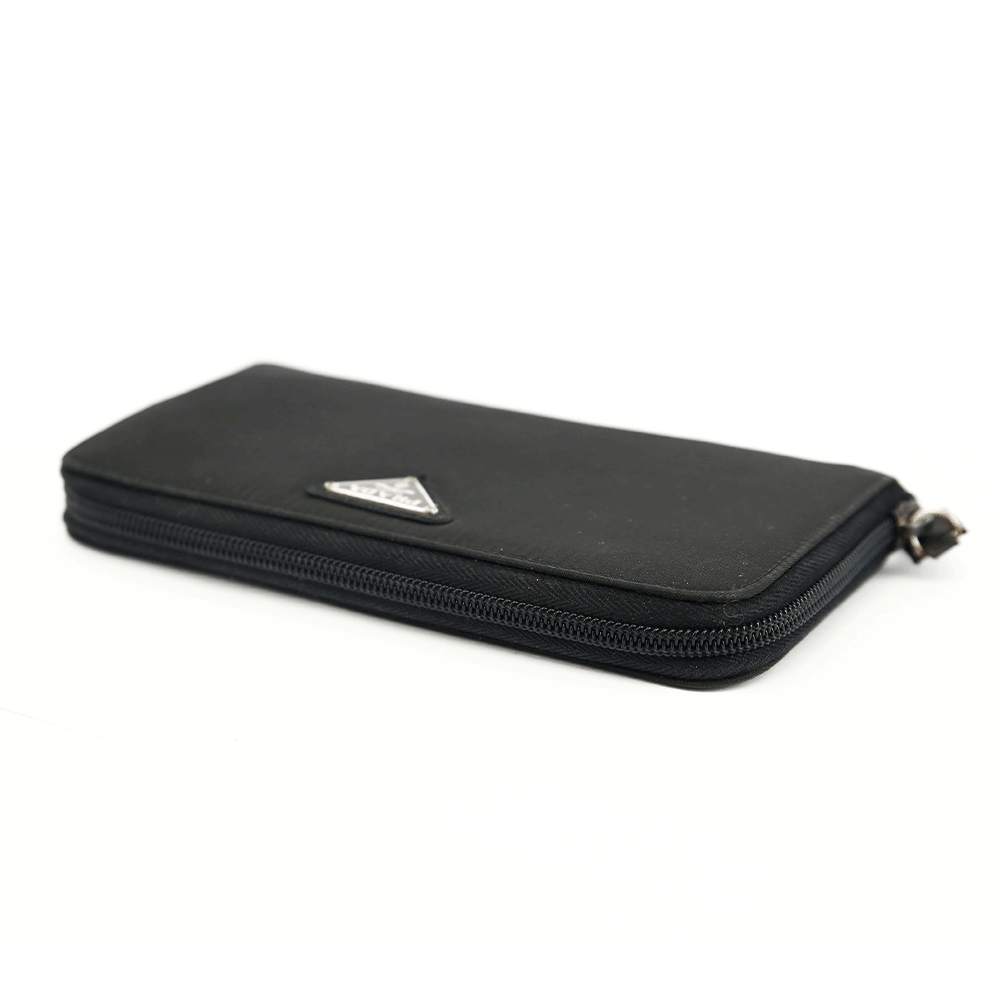 top view of Prada Black Tessuto Nylon Continental Wallet