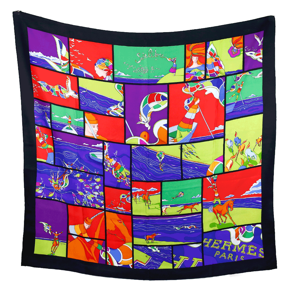 front view of Hermès Multi-Color Soie Libre Silk Scarf