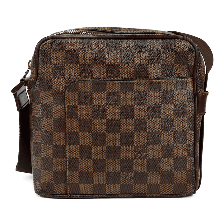 front view of Louis Vuitton Damier Ebene Coated Canvas Olav PM Messenger Bag