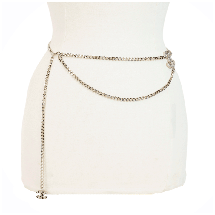 Chanel Silver Perforated CC Chain Belt