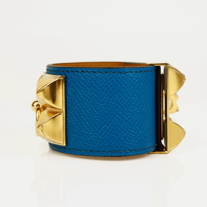 Hermès Collier de Chien Blue 
Gold Bracelet