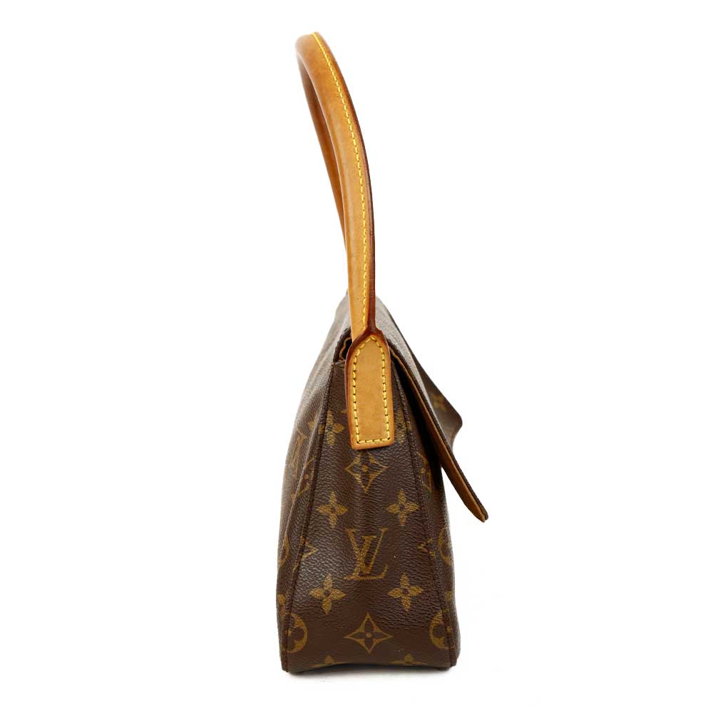 side view of Louis Vuitton Mini Looping Flap Monogram Shoulder Bag