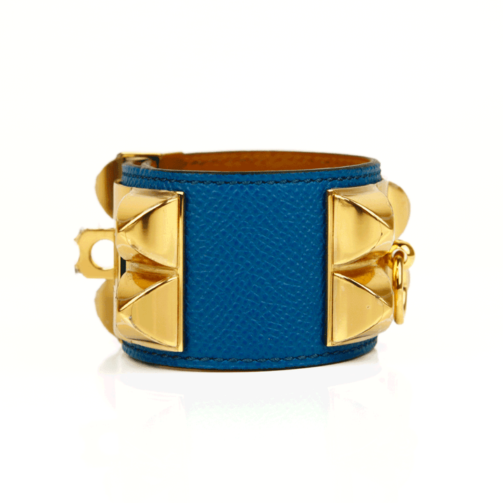 Hermès Collier de Chien Blue 
Gold Bracelet