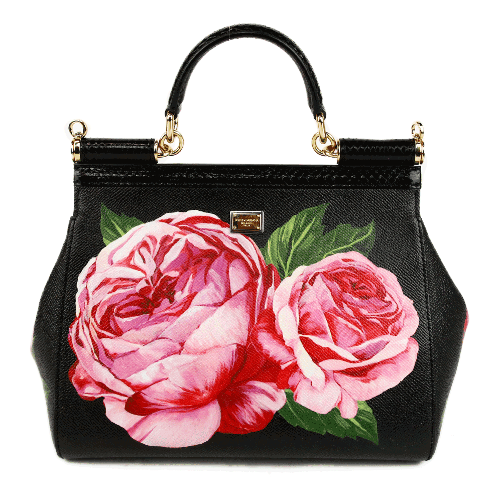 back view of Dolce 
Gabbana Medium Miss Sicily Embellished Rose Bag