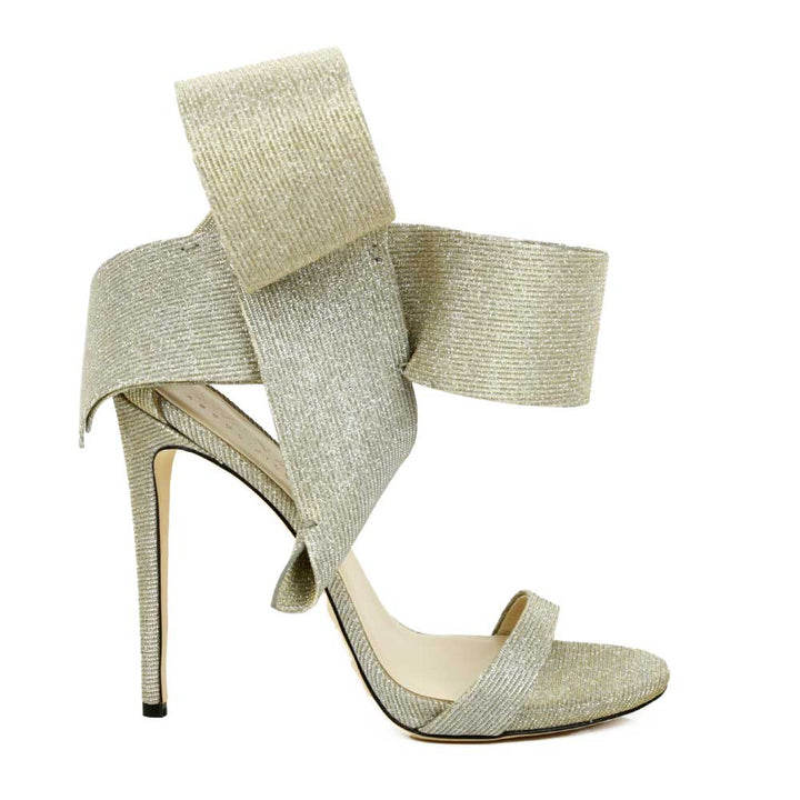 Aminah Abdul Jillil Silver Glitter Bow Sandals