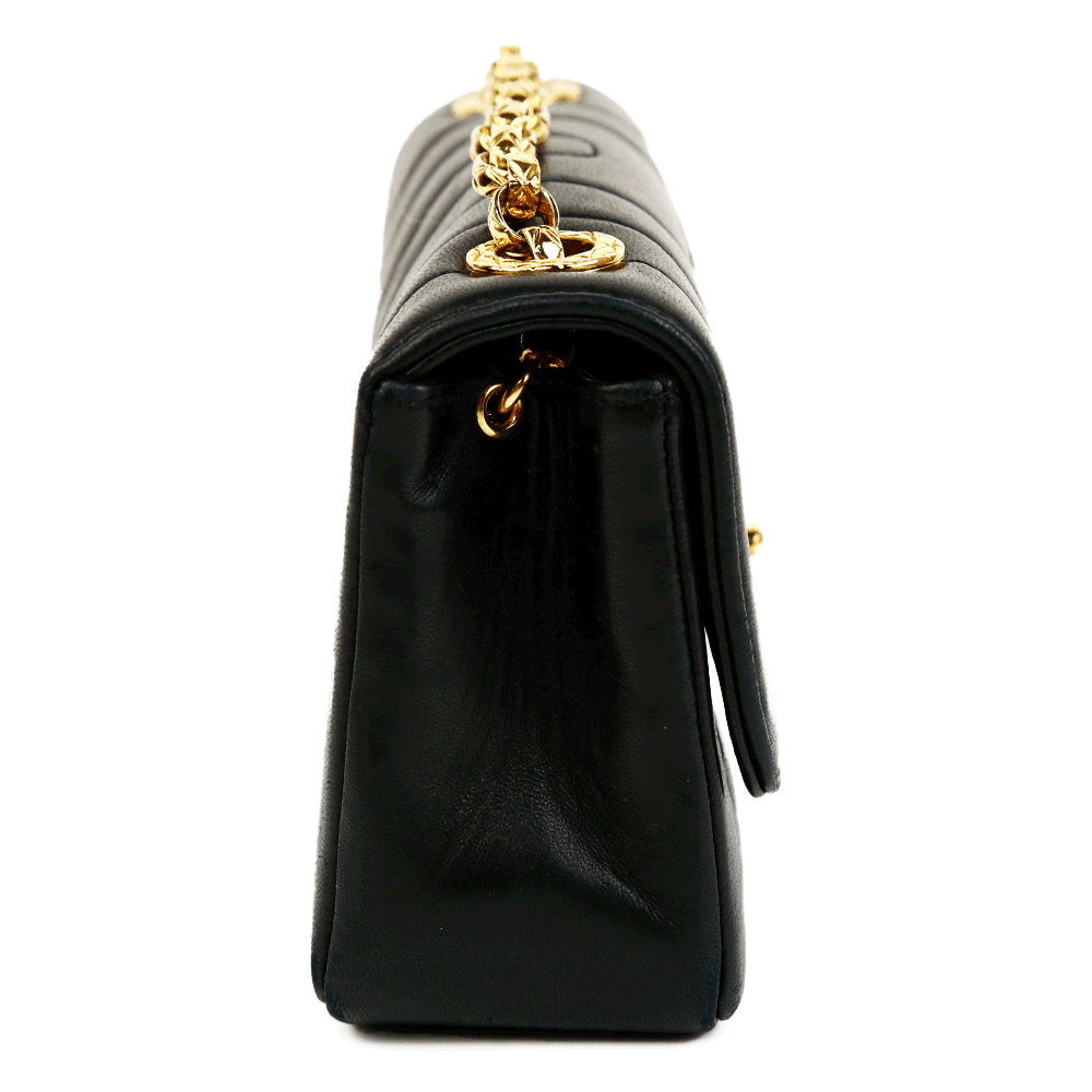 side view of Chanel Black Vintage Bijoux Chain Flap Bag