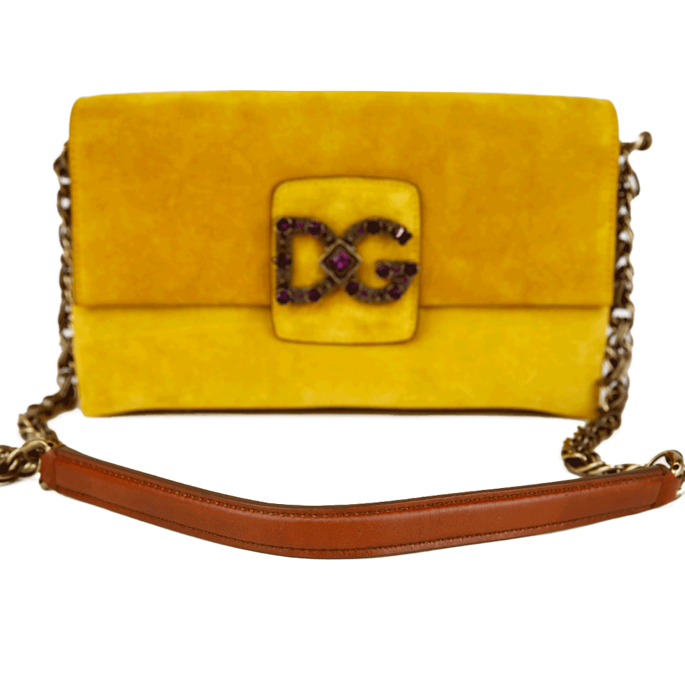 Dolce 
Gabbana Yellow Suede DG Millennials Shoulder Bag