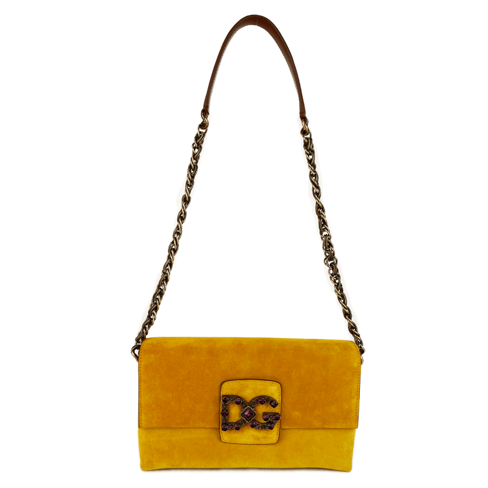 Dolce 
Gabbana Yellow Suede DG Millennials Shoulder Bag