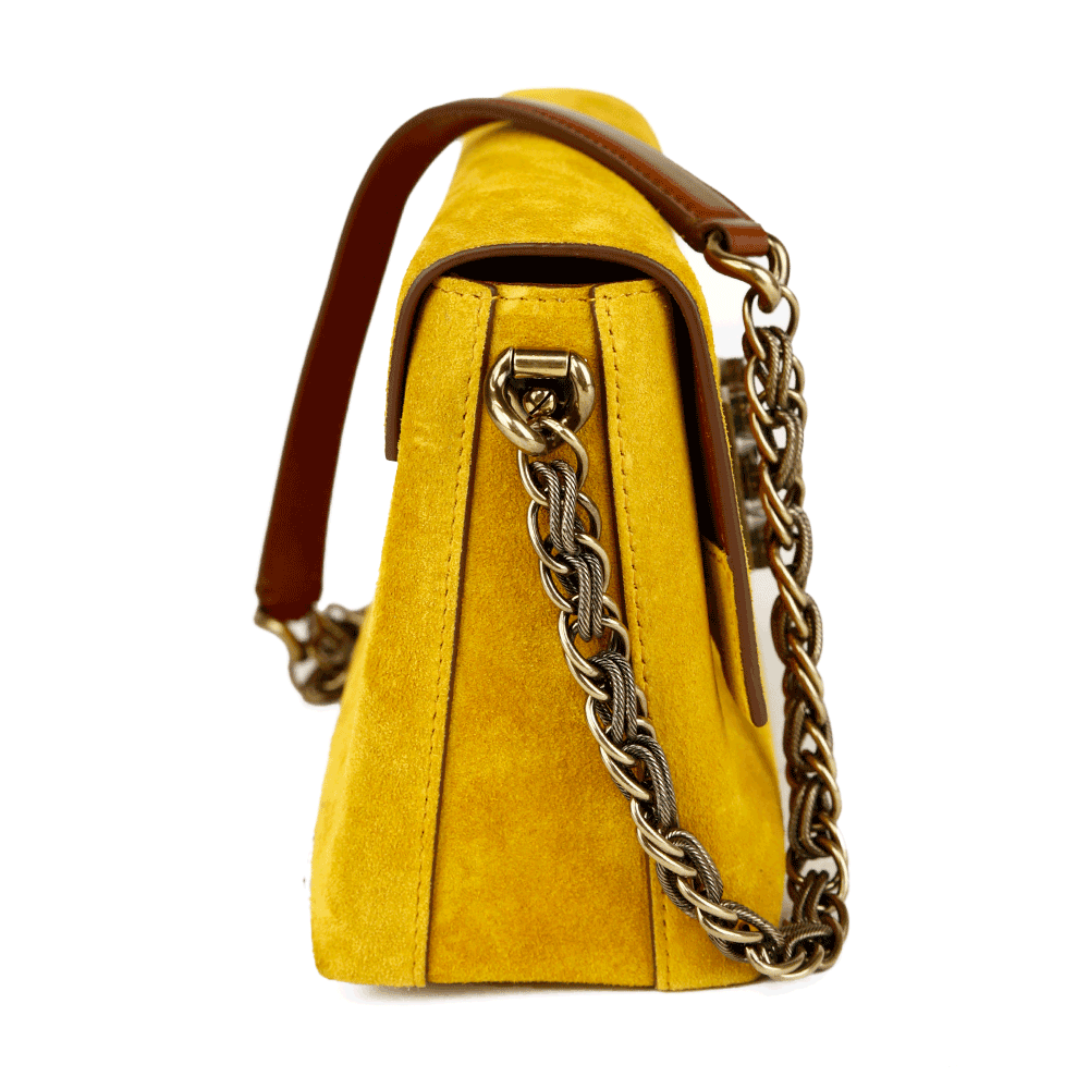 Dolce 
Gabbana Yellow Suede DG Millennials Shoulder Bag