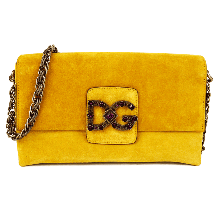 Dolce 
Gabbana Yellow Suede DG Millennials Shoulder Bag