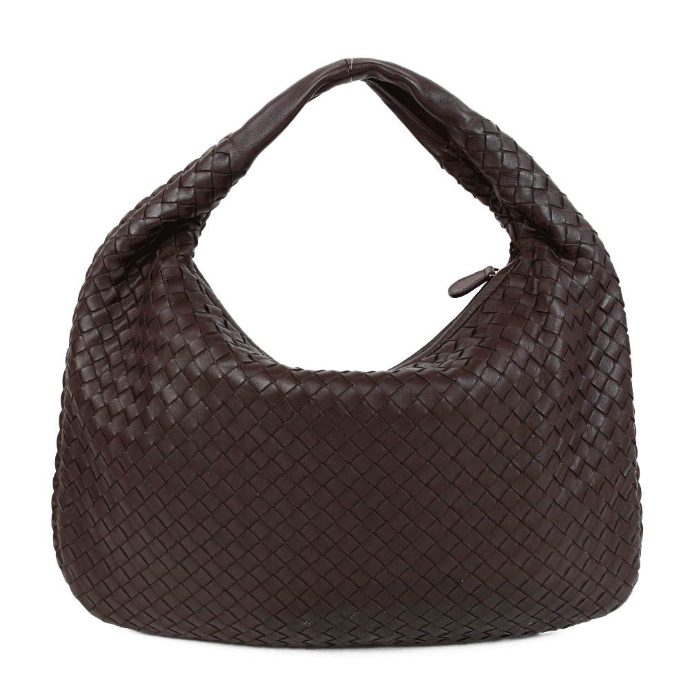 back view of Bottega Veneta Brown Intrecciato Leather Medium Hobo