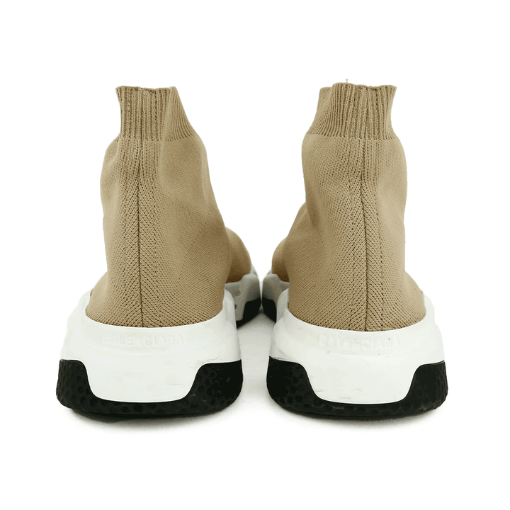 Heel view of Balenciaga Speed Runner Beige Sock Sneakers