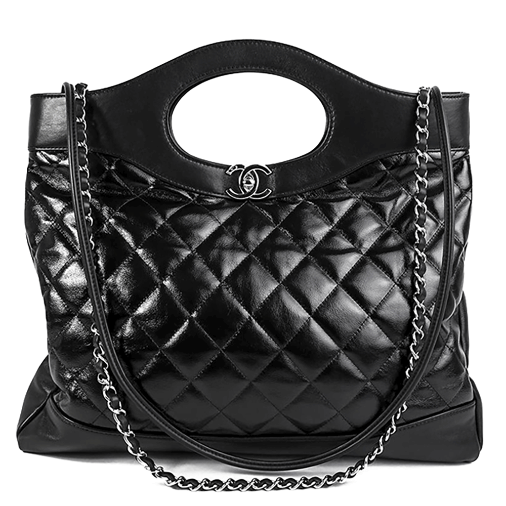 Front View of Chanel Black Quilted Lambskin Large 31 2019 Shopper Tote