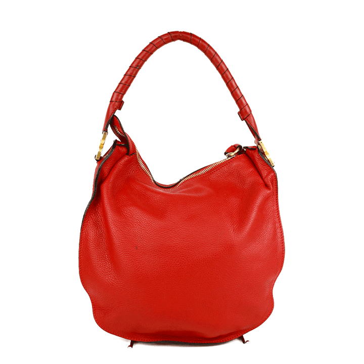 back view of bChloé Red Leather Medium Marcie Satchel