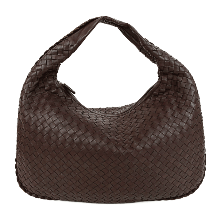 front view of Bottega Veneta Brown Intrecciato Leather Medium Hobo