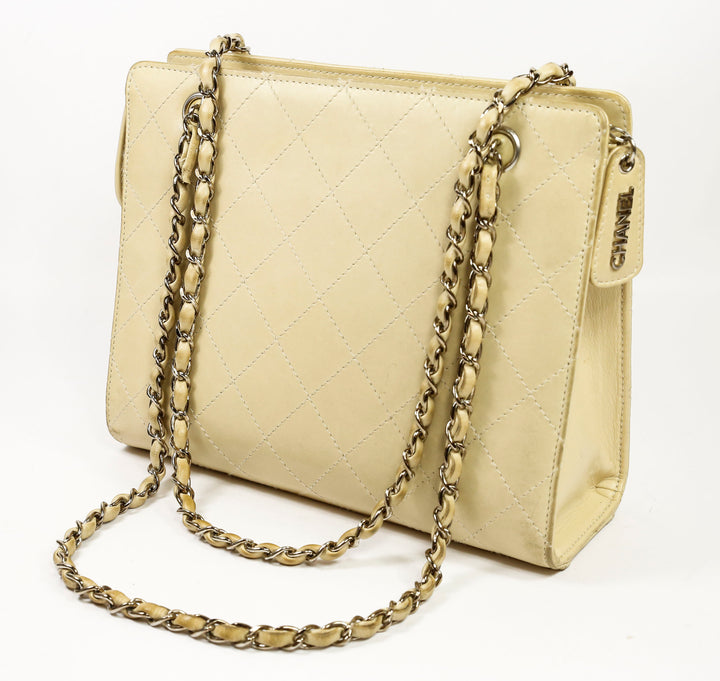 Chanel Beige Quilted Leather Vintage Shoulder Bag