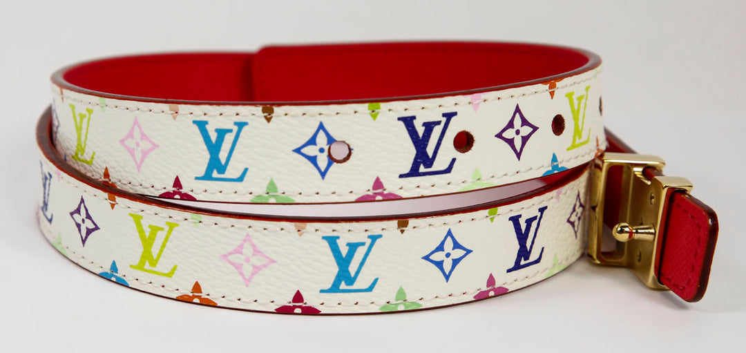 Louis Vuitton White 
Multicolor Leather Slim Belt