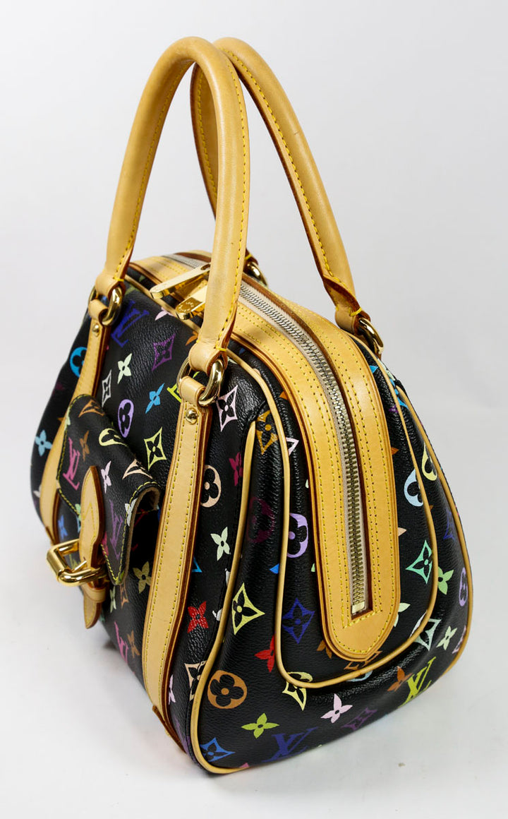 Louis Vuitton Black 
Multicolor Coated Canvas Priscilla Top Handle Bag