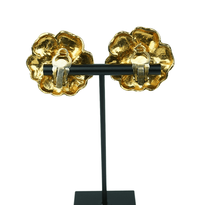 Chanel Vintage Gold Camellia Earrings