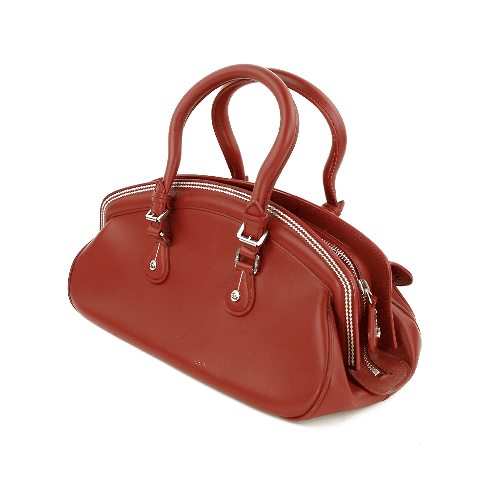 Back View of Dior Vintage Detective Red Leather Medium Handle Bag