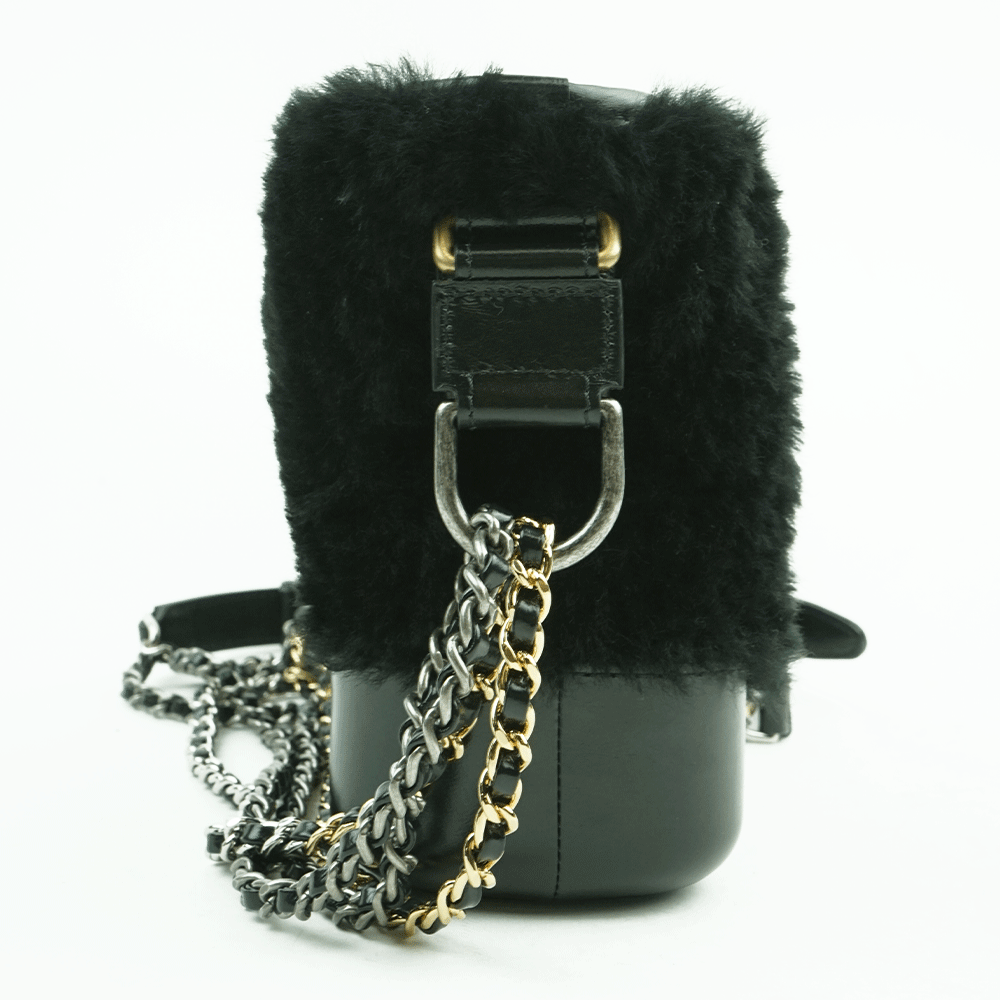 Side View of Chanel Small Gabrielle Shearling Hobo Bag