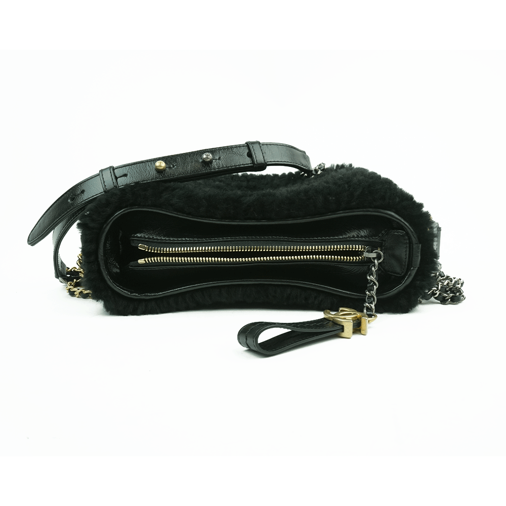 Top View of Chanel Small Gabrielle Shearling Hobo Bag