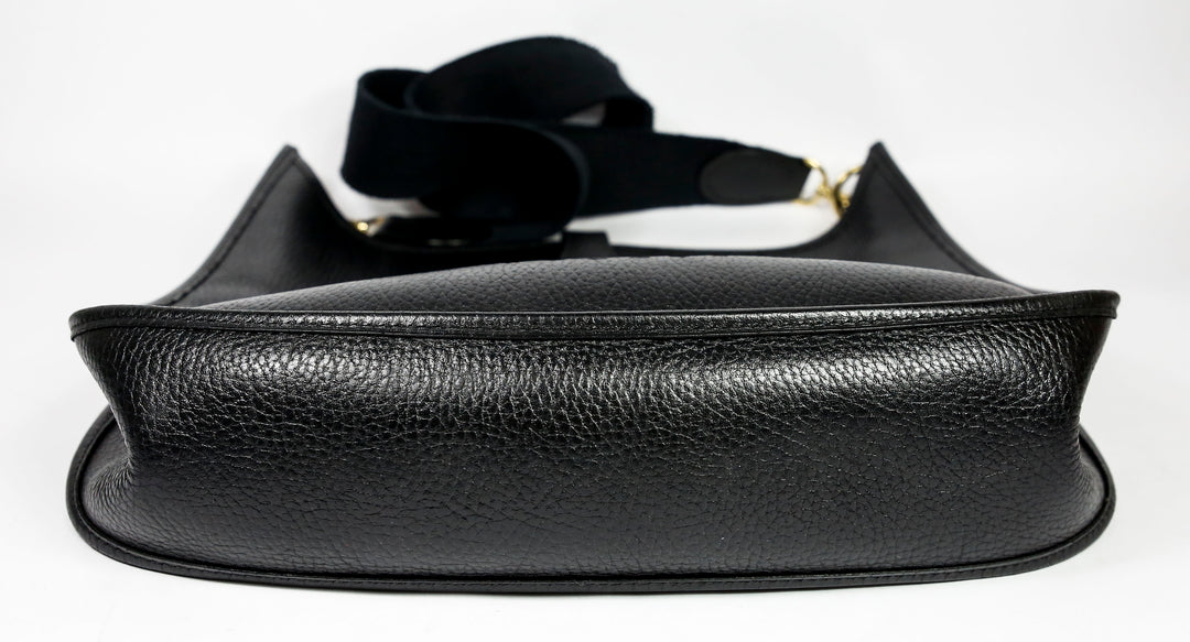 Hermes Black Clemence Leather Vintage Evelyne 1 GM