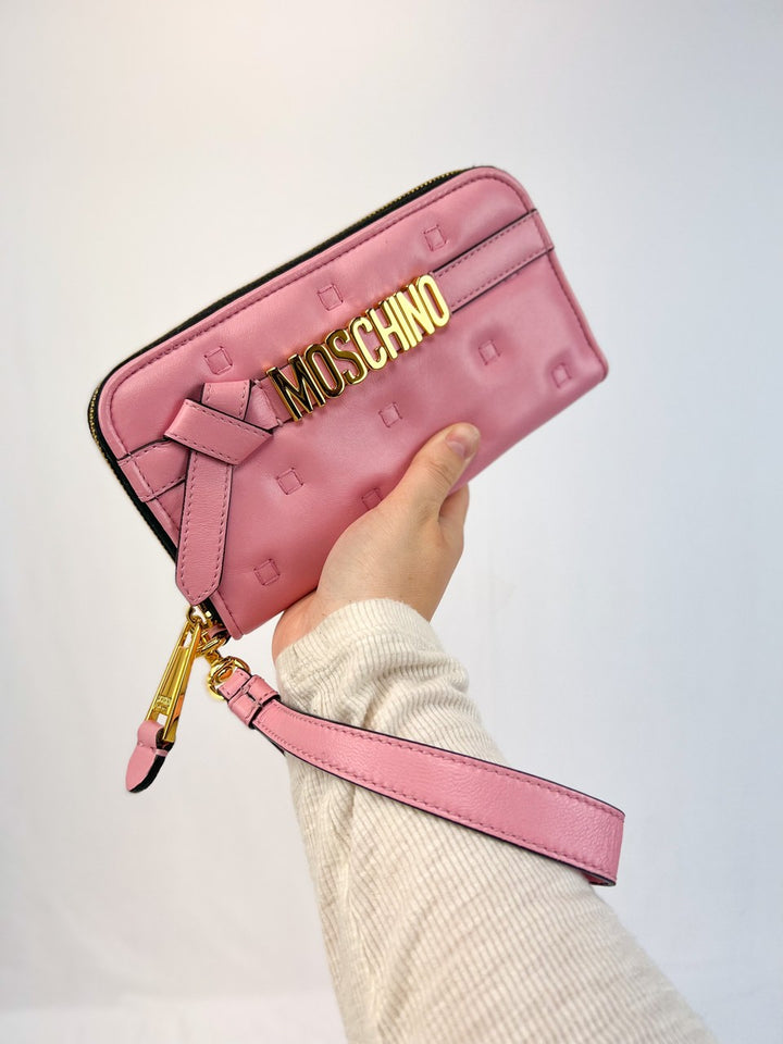 Moschino Pink Quilted Leather Wallet