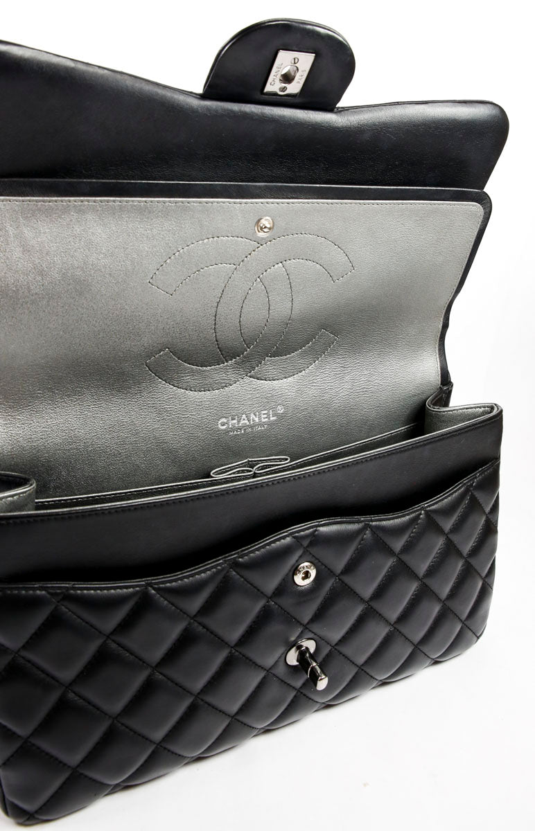 Chanel Black Quilted Lambskin Maxi Double Flap Shoulder Bag