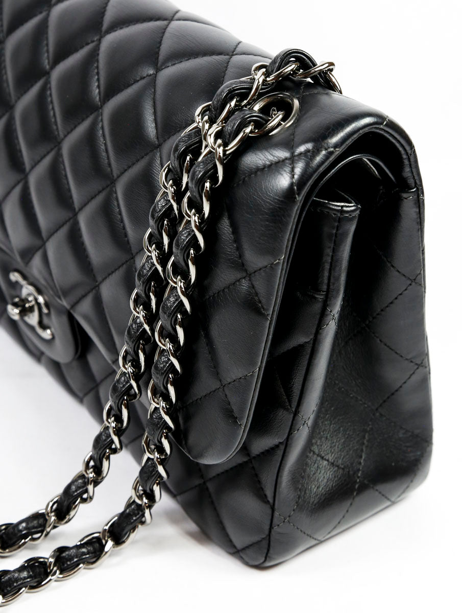 Chanel Black Quilted Lambskin Maxi Double Flap Shoulder Bag