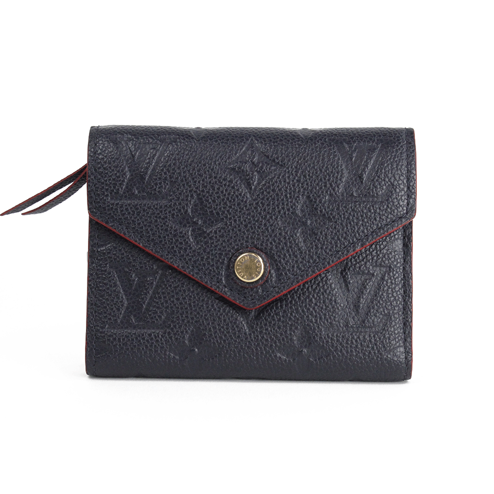 Front View of Louis Vuitton Navy Empreinte Victorine Wallet