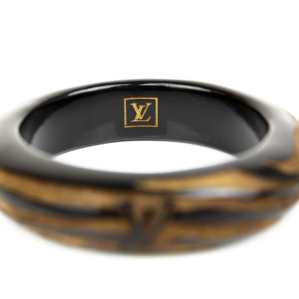 Louis Vuitton Wood 
Black Lacquer Carved Bangle