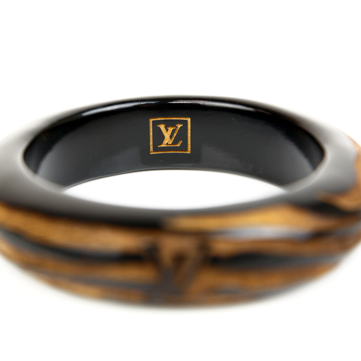 Louis Vuitton Wood 
Black Lacquer Carved Bangle