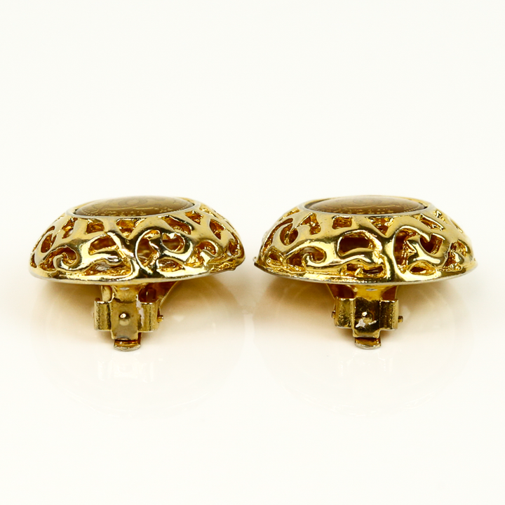 Chanel Vintage Rubcamell Murano Glass Clip-On Earrings